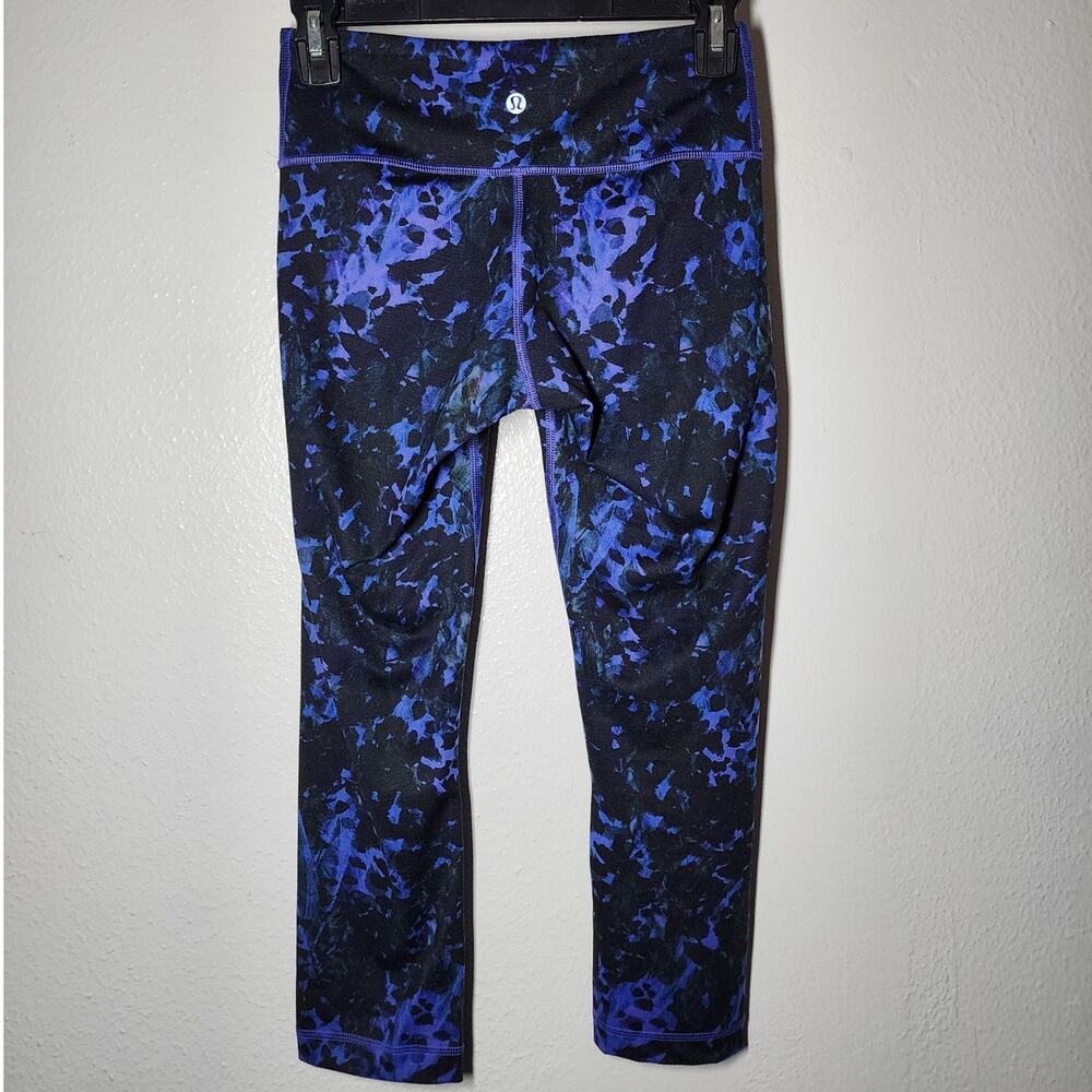 Lululemon Wunder Under Crop Full On Luon Floral Sport Backdrop Iris Flower Multi - Picture 2 of 4